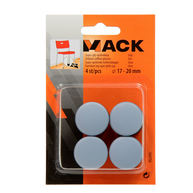Mack 1047756 - Super-Gleitstopfen grau ø 17 - 20 mm 4 Stück | 6 Stück