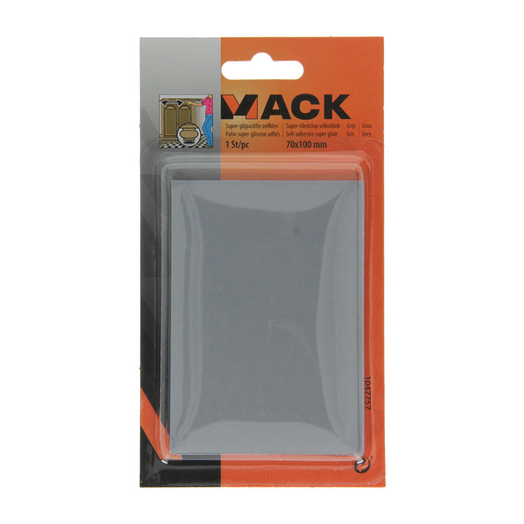 Mack 1047757 - Super-Gleitpastille selbstklebend grau 70 x 100 mm 1 Stk. | 12 Stück