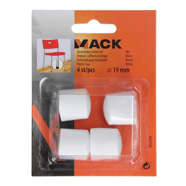 Mack 1047758 - Kunststoffstopfen weiß ø 19 mm 4 Stück | 6 Stück