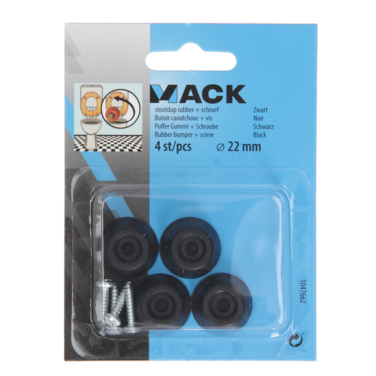 Mack 1047662 - Gummistopfen + Schraube schwarz ø 22 mm 4 Stück | 6 Stück