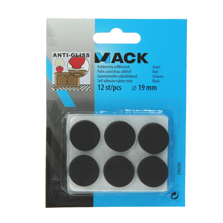 Mack 1047663 - Gummistreifen selbstklebend schwarz ø 19 mm 12 Stück | 12 Stück