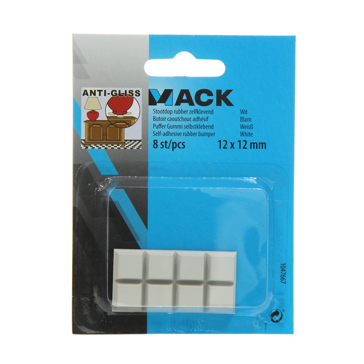 Mack 1047667 - Gummistopfen selbstklebend weiß 12 x 12 mm 8 Stück | 6 Stück