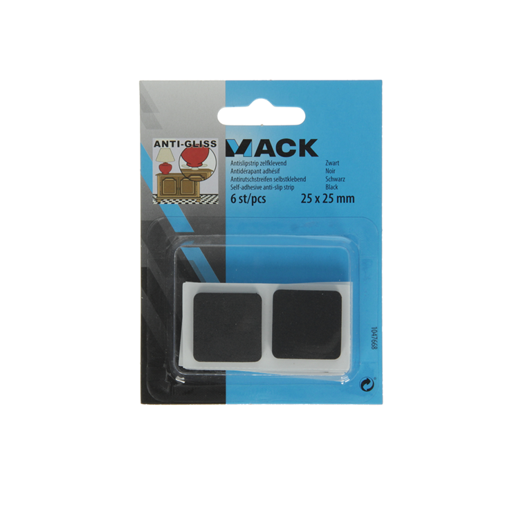 Mack 1047668 - Antirutschstreifen selbstklebend schwarz 25 x 25 mm 6 Stück | 12 Stück