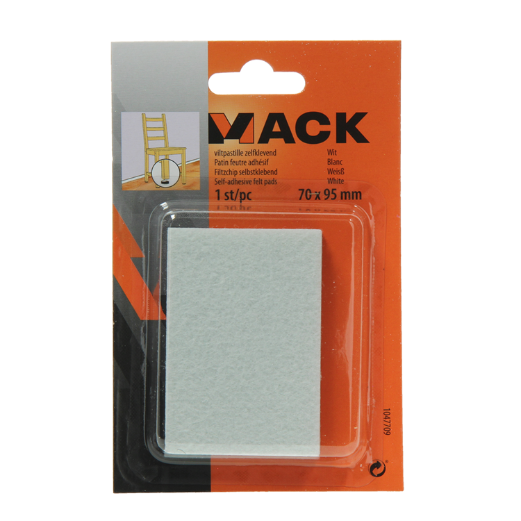 Mack 1047709 - Filzpastille selbstklebend weiß 70 x 95 mm 1 Stk. | 12 Stück
