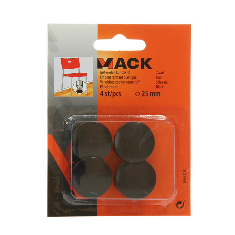 Mack 1047759 - Kunststoffstopfen schwarz ø 25 mm 4 Stück | 6 Stück