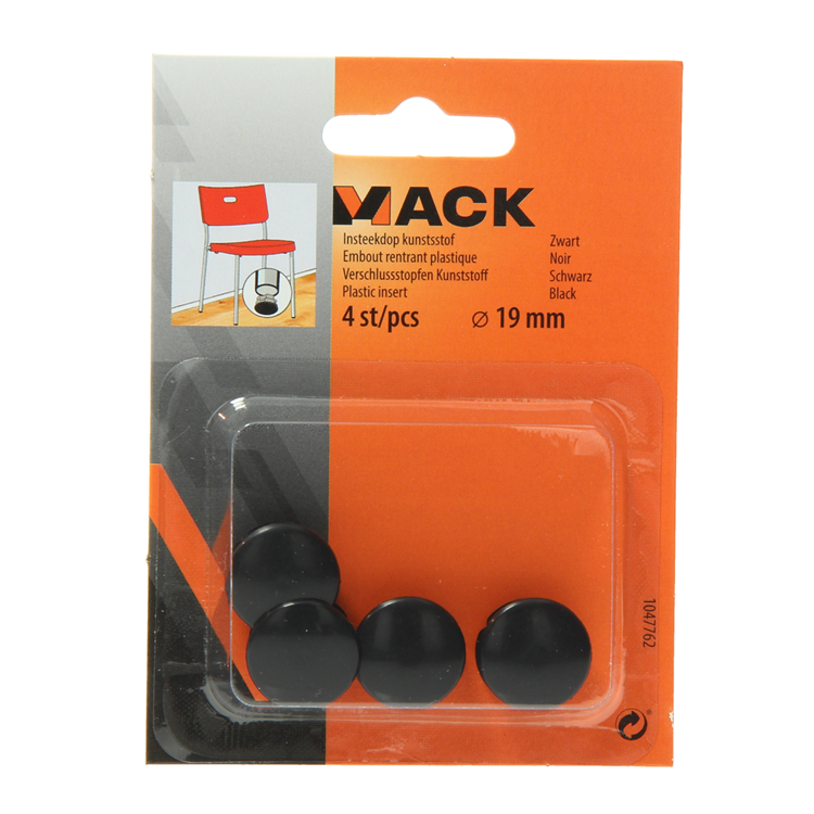 Mack 1047762 - Kunststoffstopfen schwarz ø 19 mm 4 Stück | 6 Stück