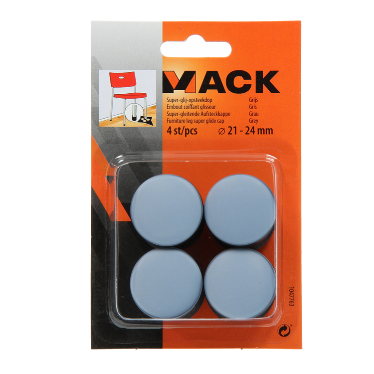 Mack 1047763 - Super-Gleitstopfen grau ø 21 - 24 mm 4 Stück | 6 Stück