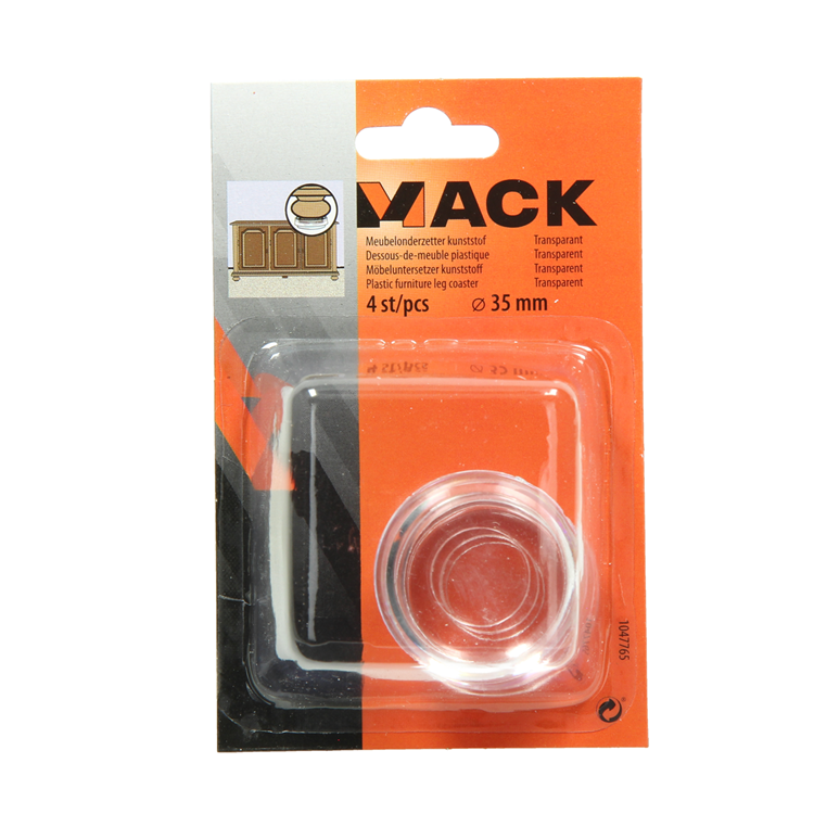 Mack 1047765 - Möbeluntersetzer Kunststoff transparent ø 35 mm 4 Stück | 6 Stück