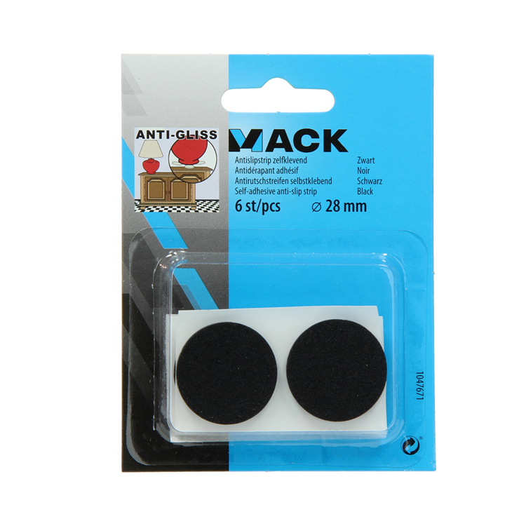 Mack 1047671 - Antirutschstreifen selbstklebend schwarz ø 28 mm 6 Stück | 12 Stück