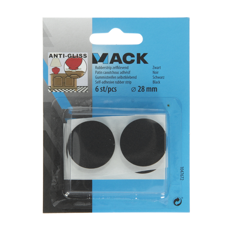 Mack 1047672 - Gummistreifen selbstklebend schwarz ø 28 mm 6 Stück | 12 Stück