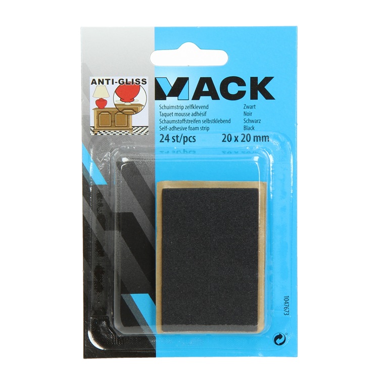 Mack 1047673 - Schaumstoffstreifen selbstklebend schwarz 20 x 20 mm 24 Stück | 6 Stück