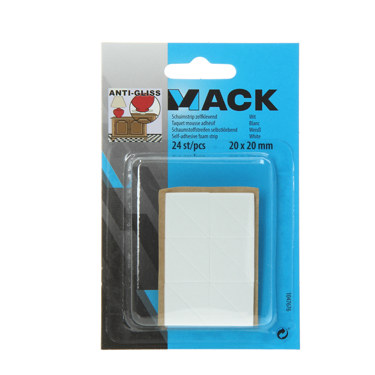 Mack 1047676 - Schaumstoffstreifen selbstklebend weiß 20 x 20 mm 24 Stück | 6 Stück