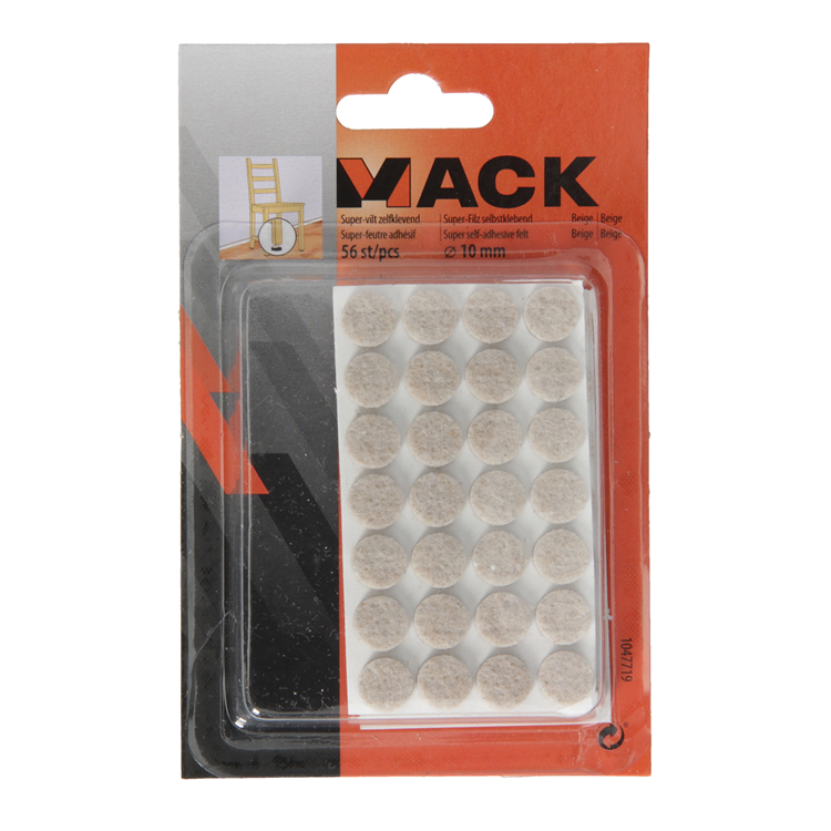 Mack 1047719 - Superfilz selbstklebend beige ø 10 mm 56 Stück | 12 Stück
