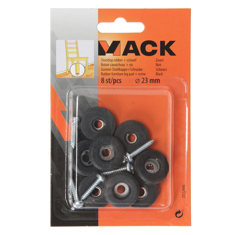Mack 1047722 - Sitzkappengummi + Schraube schwarz ø 23 mm 8 Stück | 6 Stück