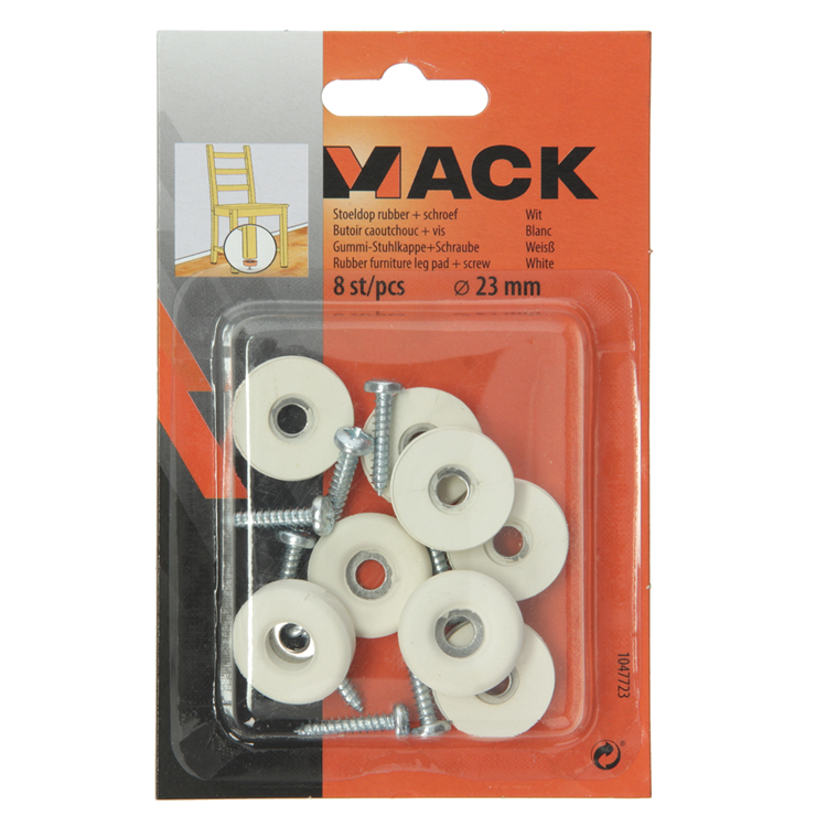 Mack 1047723 - Sitzkappengummi + Schraube weiß ø 23 mm 8 Stück | 6 Stück