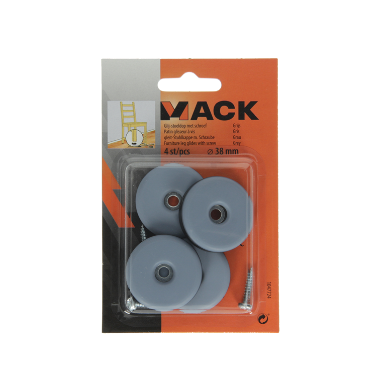 Mack 1047724 - Schiebesitzkappe mit Schraube grau ø 38 mm 4 Stück | 6 Stück