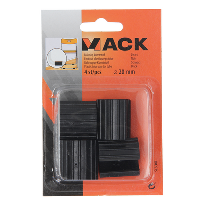 Mack 1047775 - Kunststoff-Rohrkappe schwarz ø 20 mm 4 Stück | 6 Stück