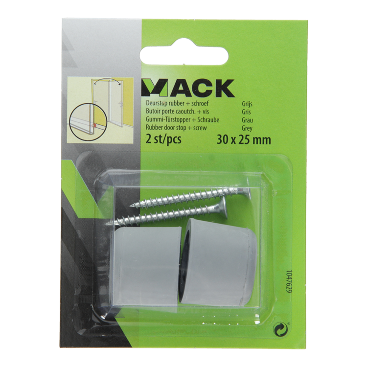 Mack 1047629 - Türanschlaggummi + Schraube grau 30 x 25 mm 2 Stück | 6 Stück