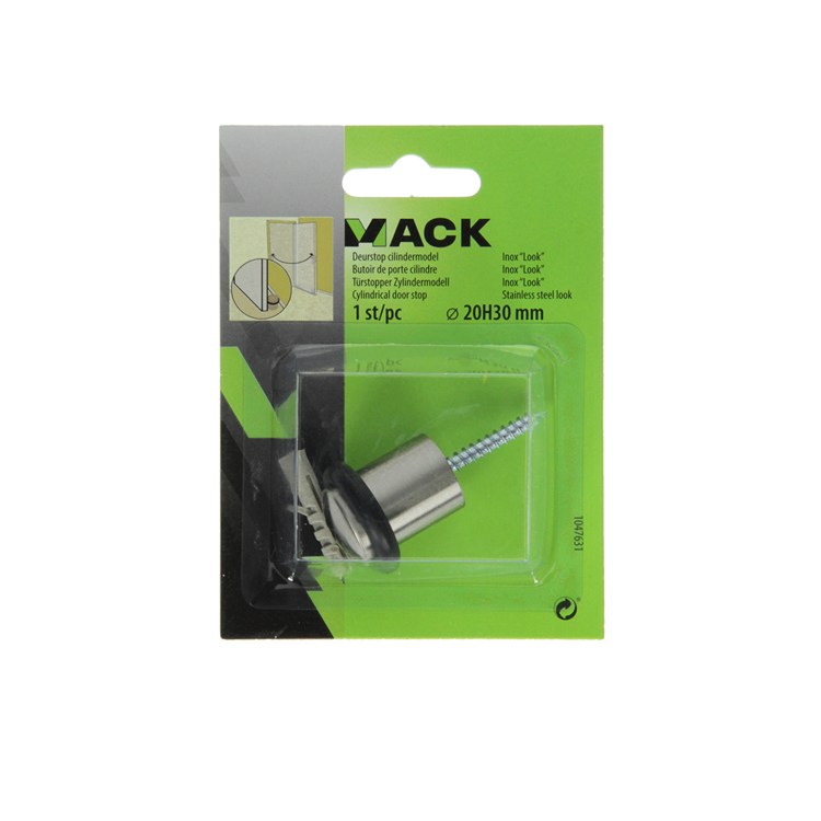Mack 1047631 - Türstoppzylinder Modell Edelstahloptik ø 20h30 mm 1 Stk Stk | 6 Stück