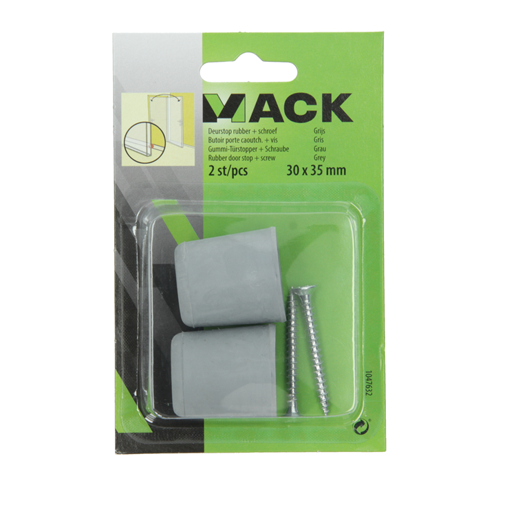 Mack 1047632 - Türstoppergummi + Schraube grau 30 x 35 mm 2 Stück | 6 Stück