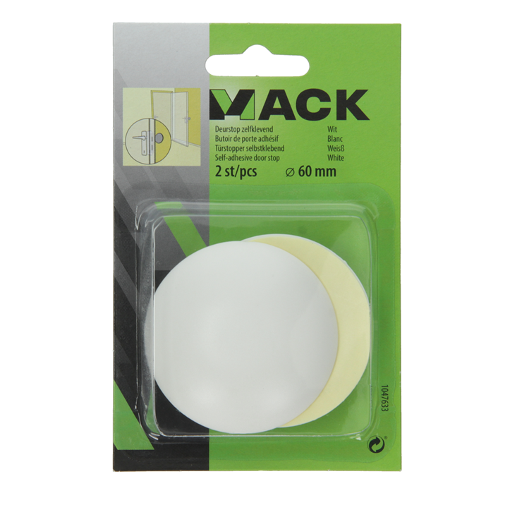 Mack 1047633 - Türstopper selbstklebend weiß ø 60 mm 2 Stück | 6 Stück