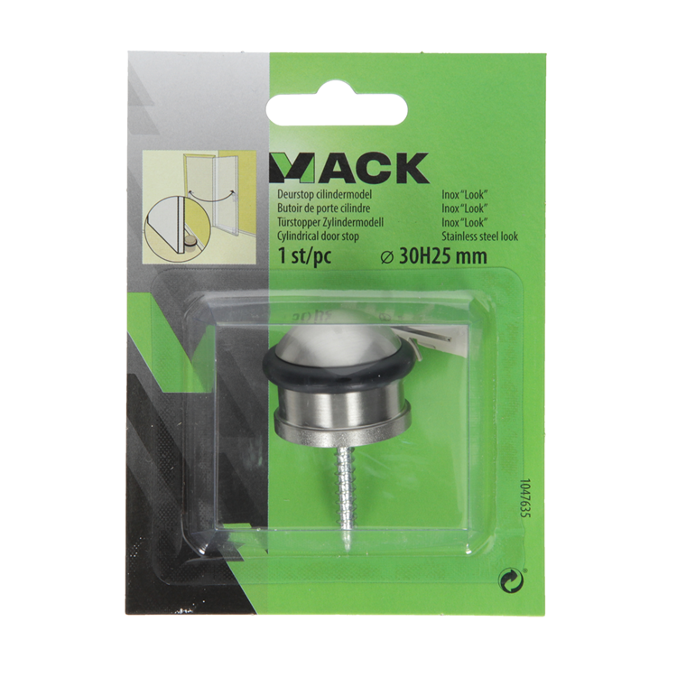 Mack 1047635 - Türstoppzylinder Modell Edelstahloptik ø 30h25 mm 1 Stk Stk | 6 Stück