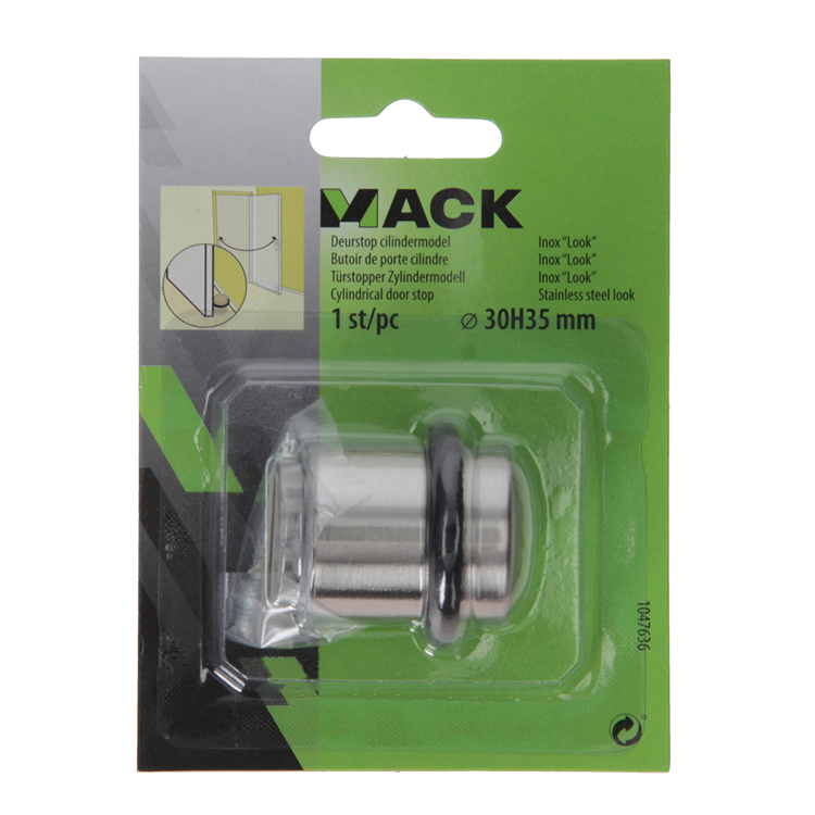 Mack 1047636 - Türstoppzylinder Modell Edelstahloptik ø 30h35 mm 1 Stk Stk | 6 Stück