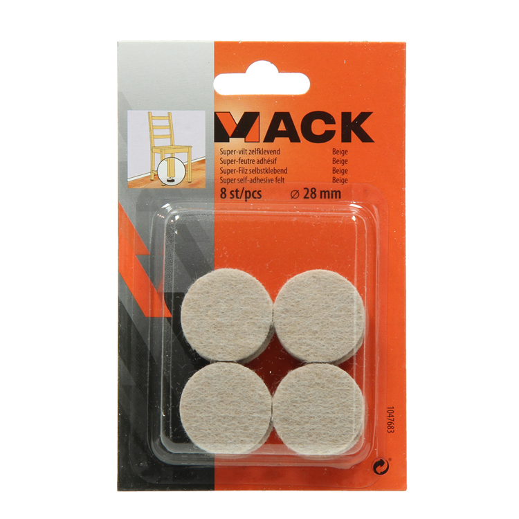 Mack 1047683 - Superfilz selbstklebend beige ø 28 mm 8 Stück | 12 Stück