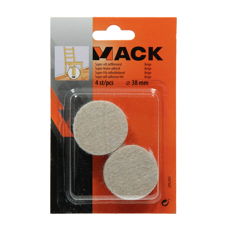 Mack 1047687 - Superfilz selbstklebend beige ø 38 mm 4 Stück | 12 Stück