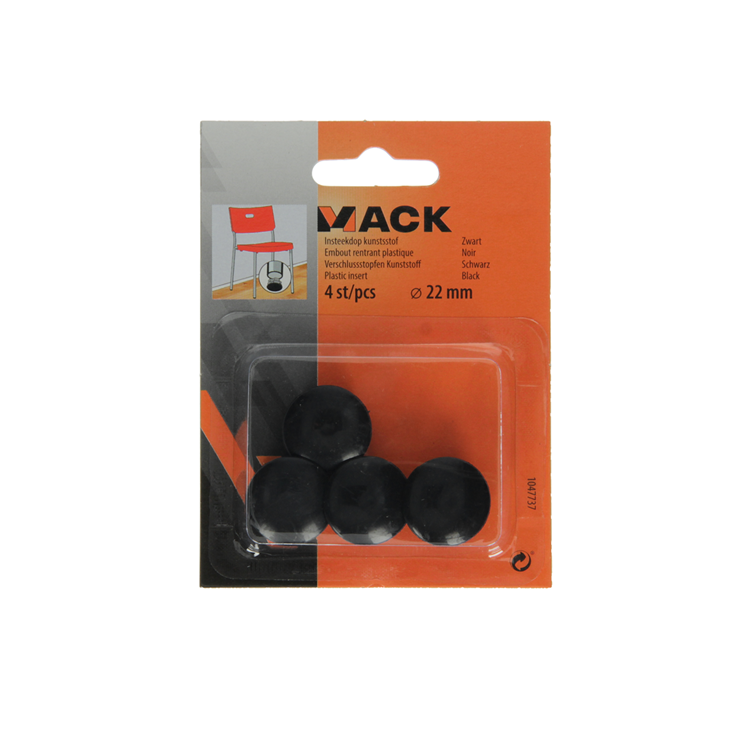 Mack 1047737 - Kunststoffstopfen schwarz ø 22 mm 4 Stück | 6 Stück