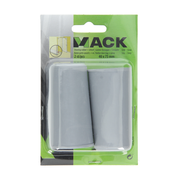 Mack 1047641 - Türstoppergummi + Schraube grau 40 x 75 mm 2 Stück | 6 Stück
