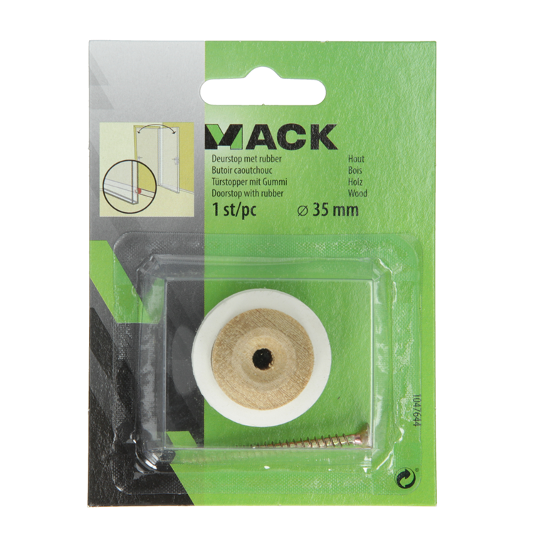 Mack 1047644 - Türstopper mit Gummiholz ​​ø 35 mm 1 St. St. | 6 Stück
