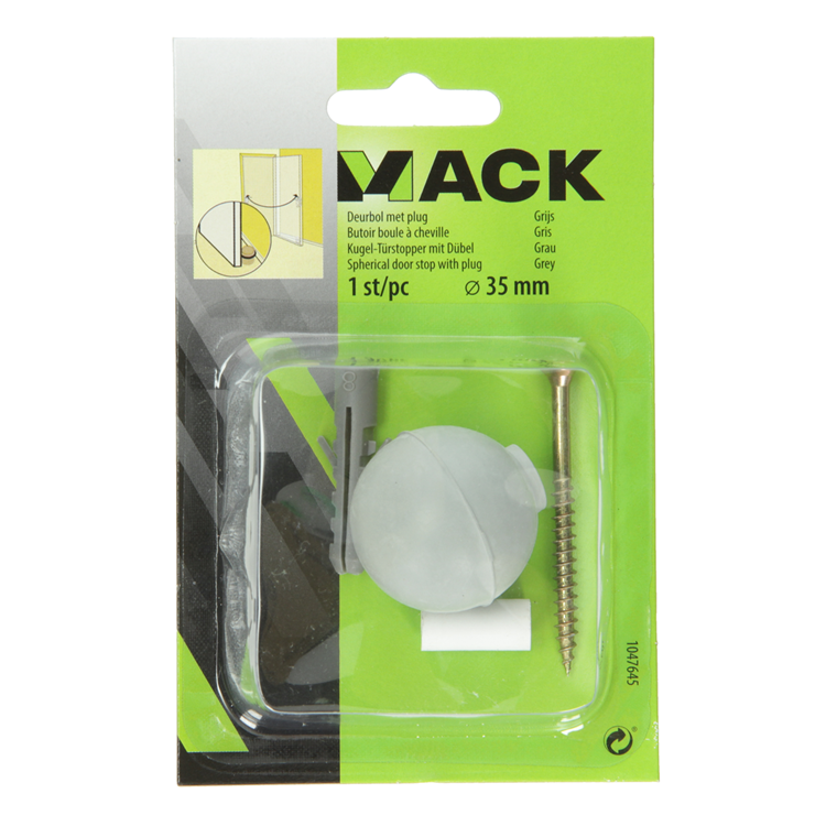 Mack 1047645 - Türkugel mit Stecker grau ø 35 mm 1 St. Stk. | 6 Stück