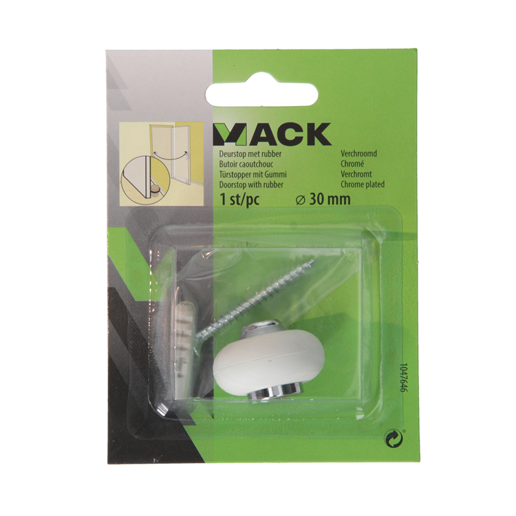 Mack 1047646 - Türstopper mit Gummi verchromt ø 30 mm 1 St. Stk. | 6 Stück