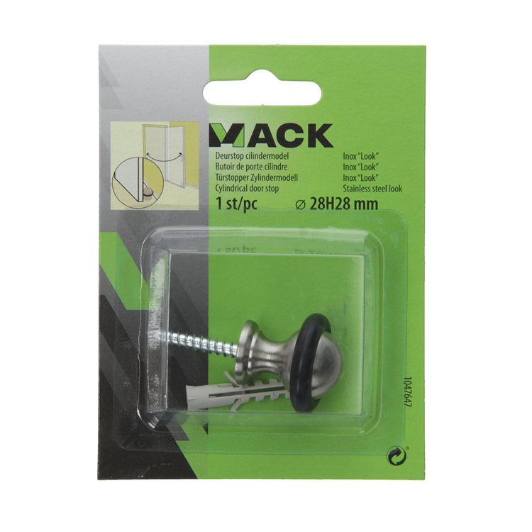 Mack 1047647 - Türstoppzylinder Modell Edelstahloptik ø 28h28 mm 1 Stk Stk | 6 Stück