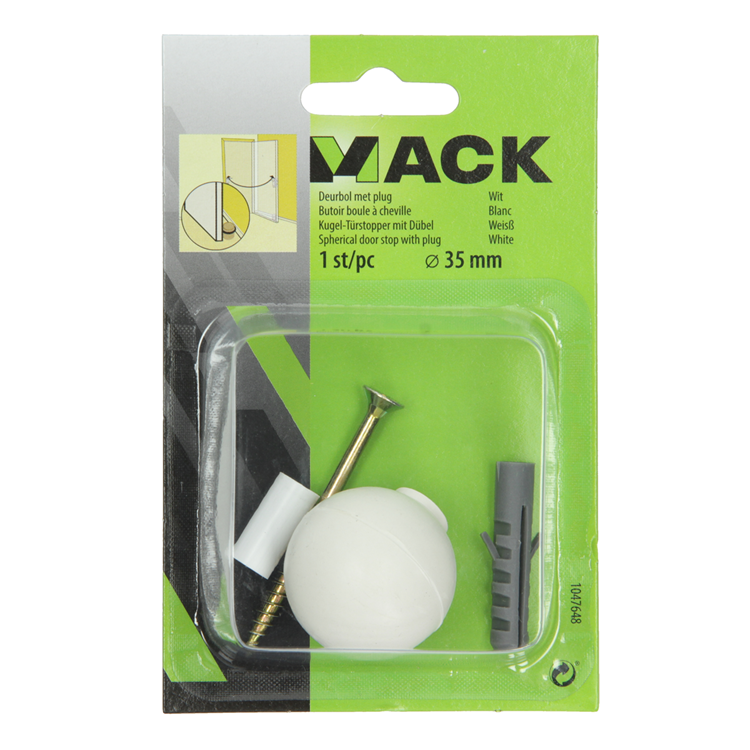 Mack 1047648 - Türkugel mit Stecker weiß ø 35 mm 1 St. Stk. | 6 Stück