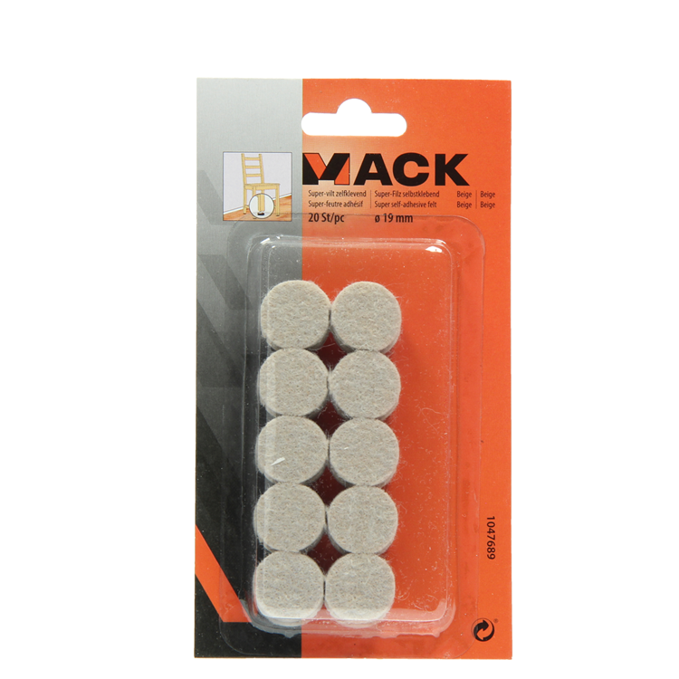 Mack 1047689 - Superfilz selbstklebend beige ø 19 mm 20 Stück | 12 Stück