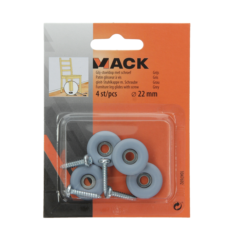 Mack 1047692 - Schiebesitzkappe mit Schraube grau ø 22 mm 4 Stück | 6 Stück