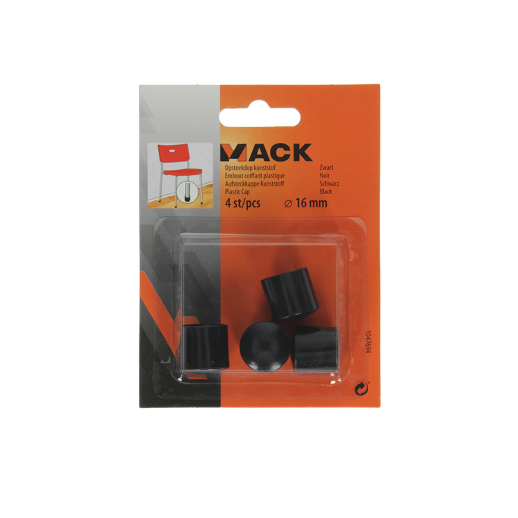 Mack 1047694 - Kunststoffstopfen schwarz ø 16 mm 4 Stück | 6 Stück