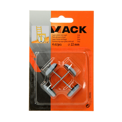 Mack 1047696 - Supergleiter mit Nagel grau ø 22 mm 4 Stück | 6 Stück