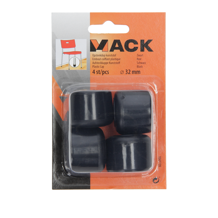 Mack 1047739 - Kunststoffstopfen schwarz ø 32 mm 4 Stück | 6 Stück
