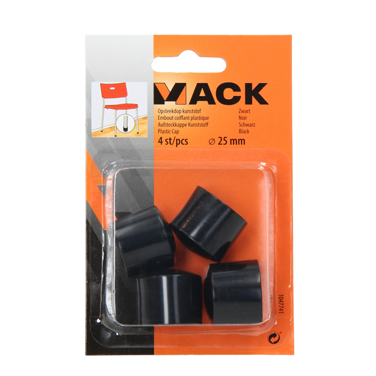 Mack 1047741 - Kunststoffstopfen schwarz ø 25 mm 4 Stück | 6 Stück