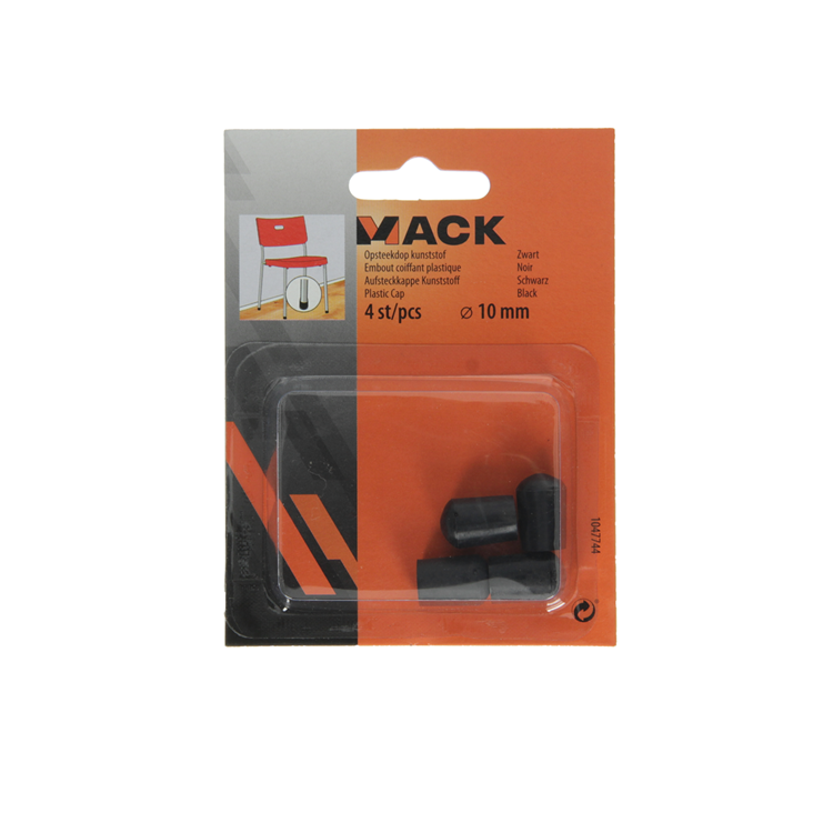 Mack 1047744 - Kunststoffstopfen schwarz ø 10 mm 4 Stück | 6 Stück