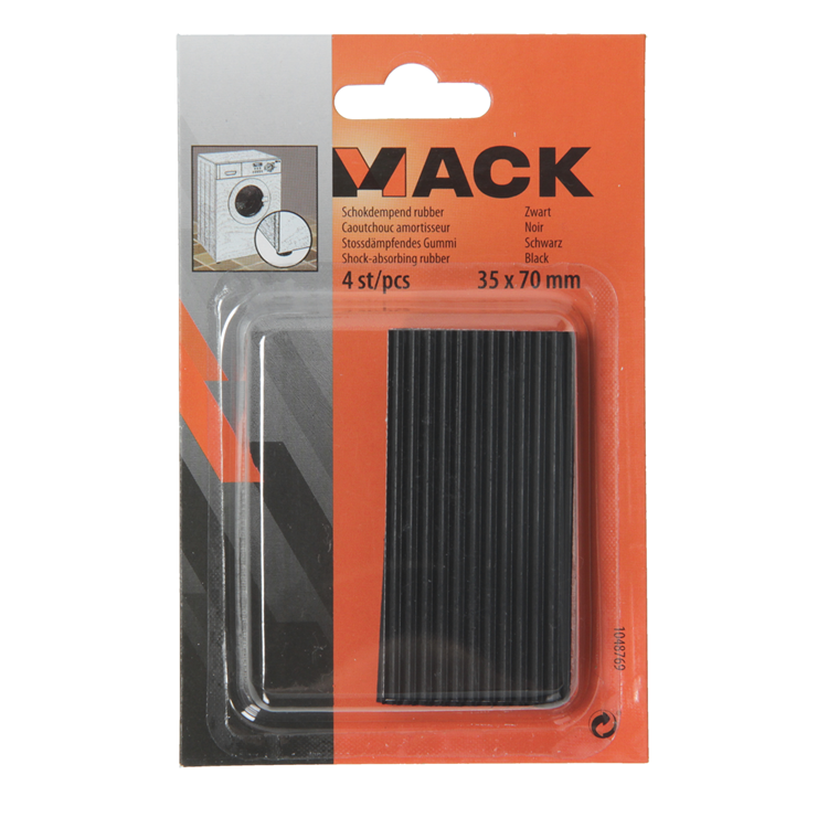 Mack 1048769 - Stoßdämpfender Gummi schwarz 35 x 70 mm 4 Stück | 6 Stück