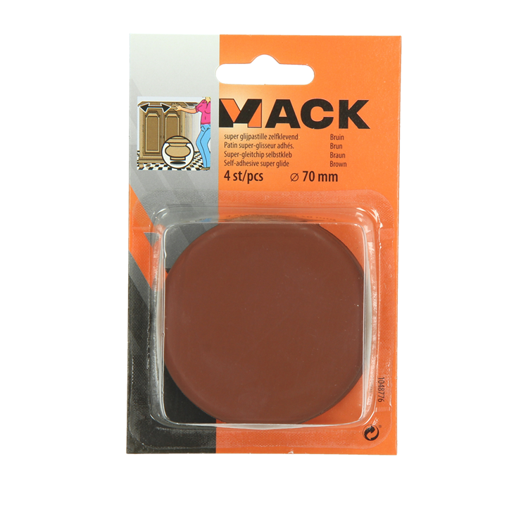 Mack 1048776 - Super-Gleitpastille selbstklebend braun ø 70 mm 4 Stück | 12 Stück