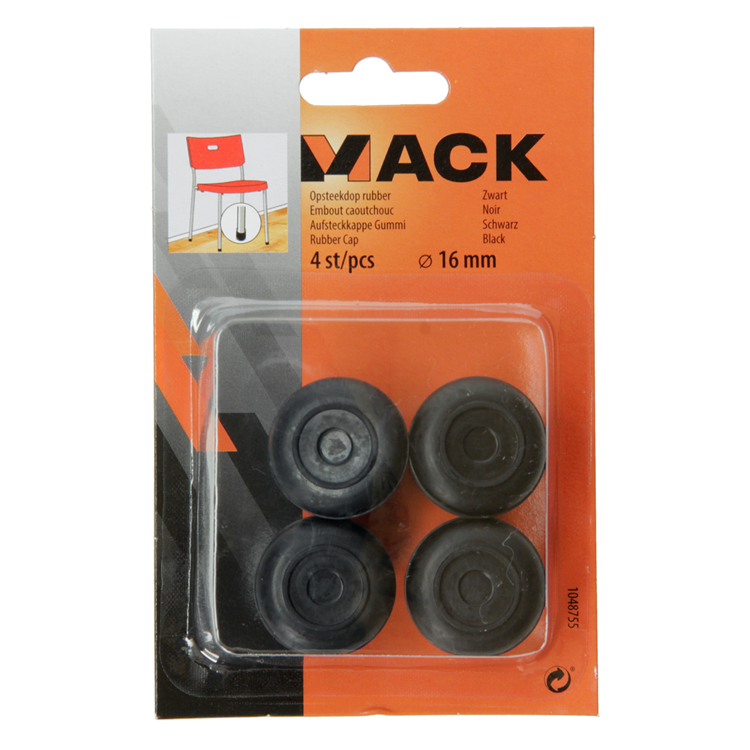 Mack 1048755 - Gummistopfen schwarz ø 16 mm 4 Stück | 6 Stück