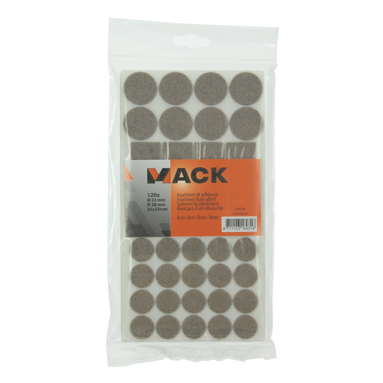 Mack 1048760 - Sortiment selbstklebender Filz braun | 12 Stück