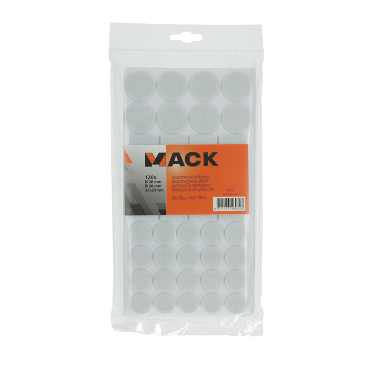 Mack 1048761 - Sortiment selbstklebender Filz weiß | 12 Stück