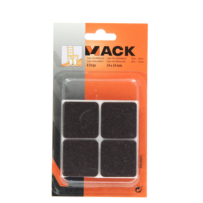 Mack 1048766 - Superfilz selbstklebend braun 34 x 34 mm 8 Stück | 12 Stück