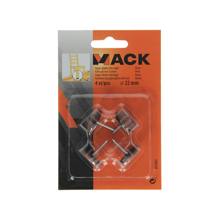 Mack 1048768 - Supergleiter mit Nagel braun ø 22 mm 4 Stück | 6 Stück